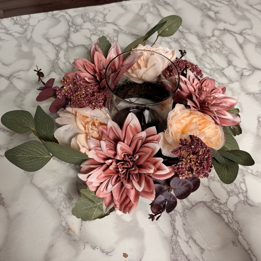 Elegant Floral Candle Holder Centerpiece